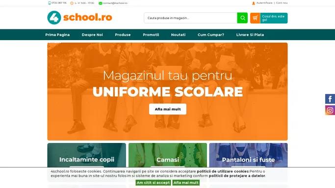 Magazin online cu uniforme scolare si incaltaminte din piele pentru copii.