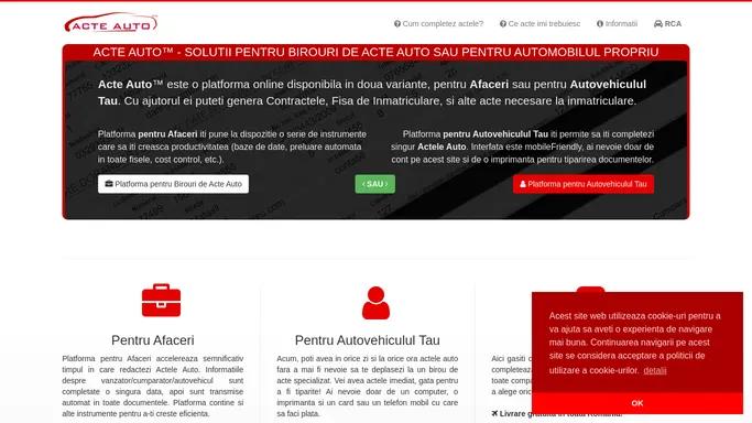 Acte Auto™ la tine acasa | Contract Vanzare - Cumparare, Fisa Inmatriculare, Certificat Radiere, totul online