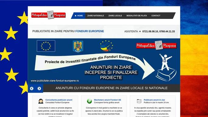 Publicitate ziare anunturi Fonduri Europene - Anunturi Ziare Fonduri Europene