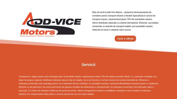 ADD VICE Motors – Transport Expres – Firma Transport Expres – Transport Expres, Servicii Curierat International, Firma Transport Romania