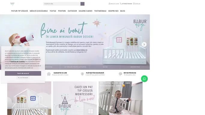 BABUR design | Mobila Montessori pentru Copii | Pat tip Casuta