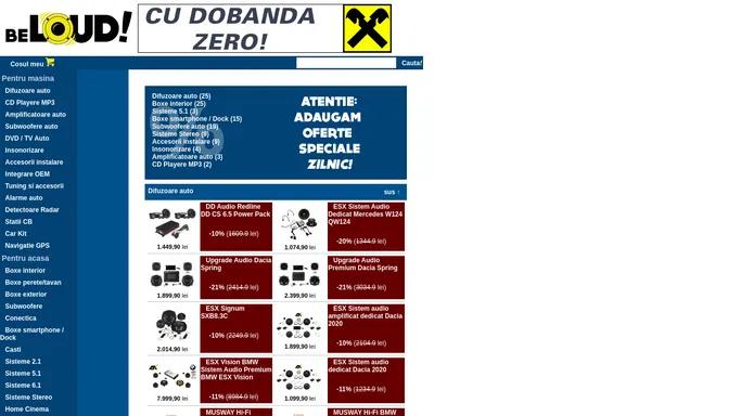 Be loud! Din pasiune pentru sunet: magazin online solutii sonorizare auto, HiFi, ambarcatiuni, barci, ambiental, profesional, difuzoare, subwoofere, amplificatoare, boxe, alarme auto, senzori parcare, car audio si multimedia, muzica audio masina, insonorizare