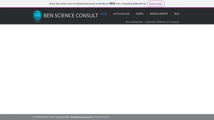 Ben Science Consult - Documentatie achizitii publice, Timisoara