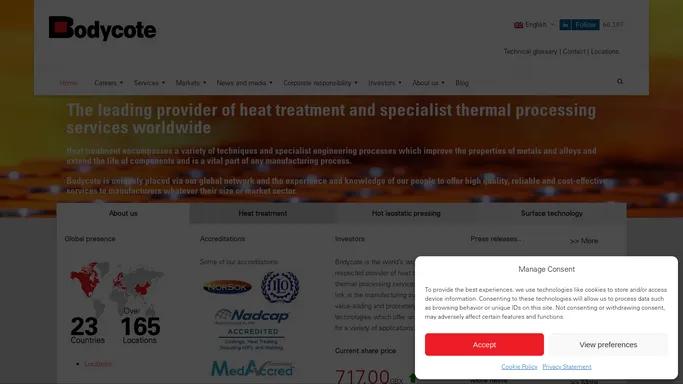 The leading provider of heat treatment and specialist thermal processing services worldwide – Bodycote plc