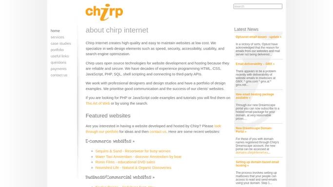 Web development, database and interactive websites | Chirp Internet SRL