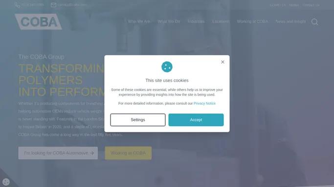 The COBA Group - Transforming Polymers into Progress