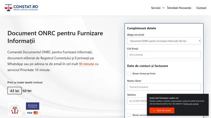 Document ONRC pentru Furnizare Informatii — constat.ro