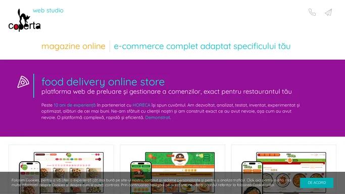 Coperta Web Studio | Dezvoltare magazine online | Platforma de comenzi online pentru restaurant sau pizzerie
