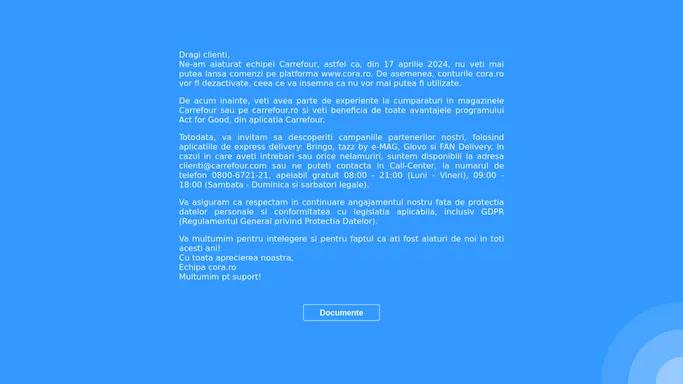 Cora - Anunt inchidere cora.ro