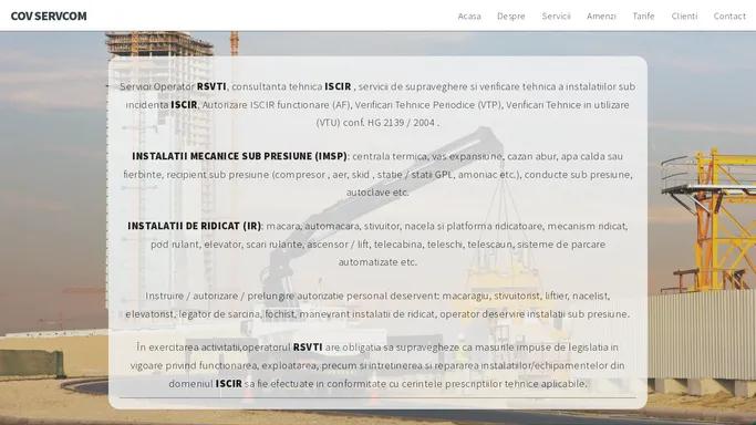 Covservcom - Operator RSVTI - autorizat ISCIR