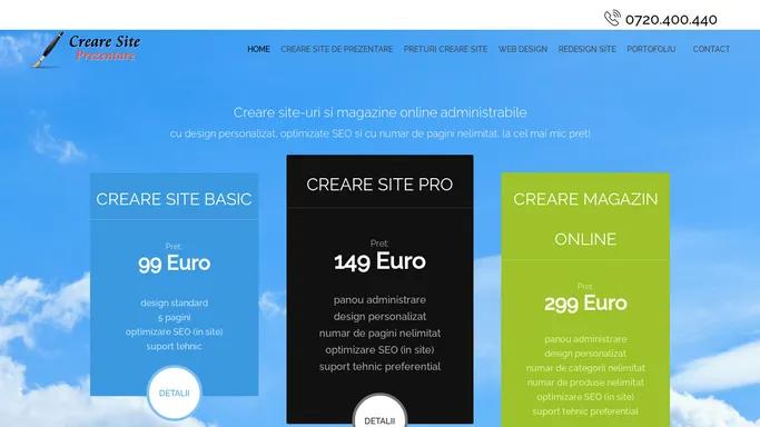 Creare site prezentare de la 99 €