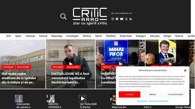 Critic Arad | Ziar cu Spirit Critic | Stiri Arad