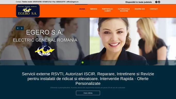 EGERO SA - Din 1994 - Operator RSVTI - Autorizare ISCIR- Productie Montaj Reparatii Service