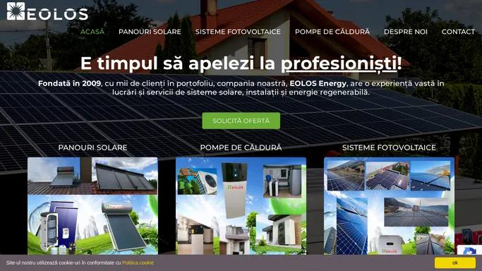 EOLOS Energy Botosani • Panouri Solare & Fotovoltaice, Pompe de caldura