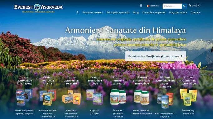 Everest Ayurveda – Armonie si Sanatate din Himalaya. Amestecuri originale certificate de plante ayurvedice pentru sanatate mintala si aptitudini fizice.