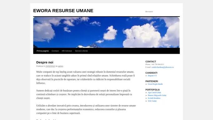 EWORA RESURSE UMANE | Recrutare