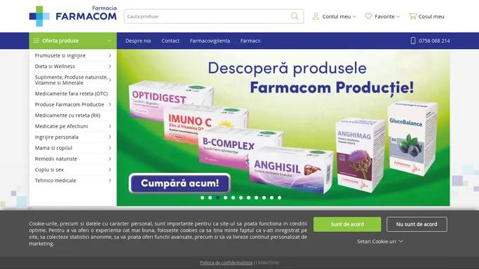 Farmacia Farmacom: Farmacie online farmacom.ro