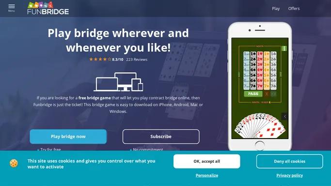 Play bridge online for free with Funbridge