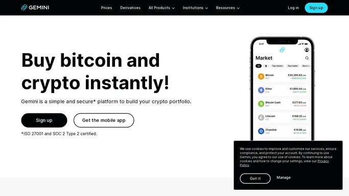 Buy, Sell & Trade Bitcoin & Other Crypto Currencies with Gemini's Platform | Gemini