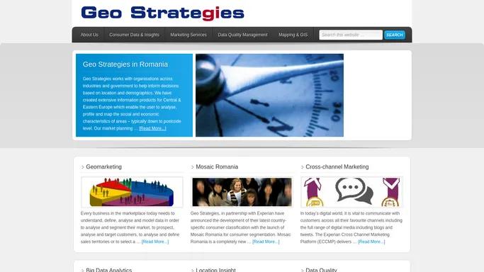 Geo Strategies - Geo Strategies supplies mapping, GIS, Mosaic, financial segmentations and data for Romania, address cleansing, standardisation and de-duplication