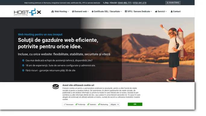 Gazduire web SSD super rapida. Inregistrare domenii la preturi mici. Servere VPS ultra-rapide - HostX.ro