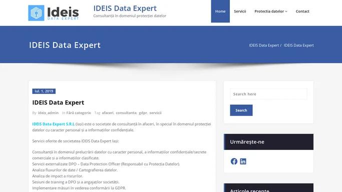 IDEIS Data Expert – Consultanta in domeniul protectiei datelor