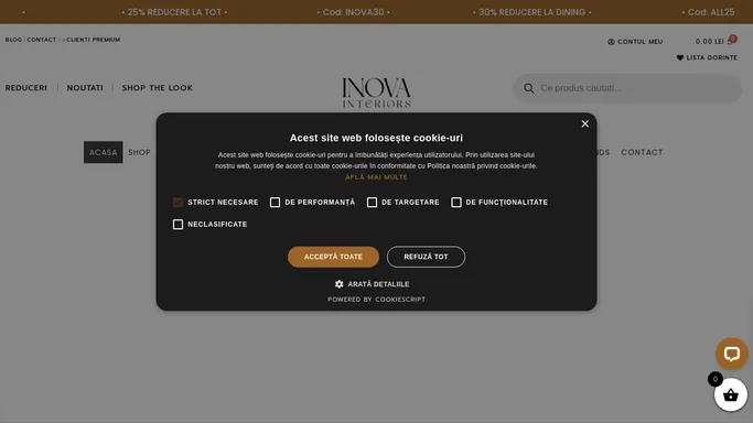 INOVA INTERIORS: Magazin Mobila, Decoratiuni, Iluminat Premium