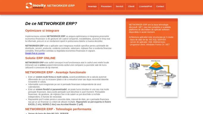 Inovity >> Networker ERP - Sistem ERP online - aplicatie software de contabilitate, gestiune, distributie, servicii, salarizare, mijloace fixe, evidenta contracte, compatibil windows 7, windows 8, generare declaratii, urmarire tva la incasare, Cluj-Napoca