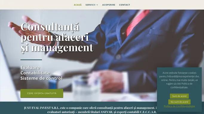 Just Eval Invest • Evaluare, Consultanta afaceri, Contabilitate, Sisteme control managerial