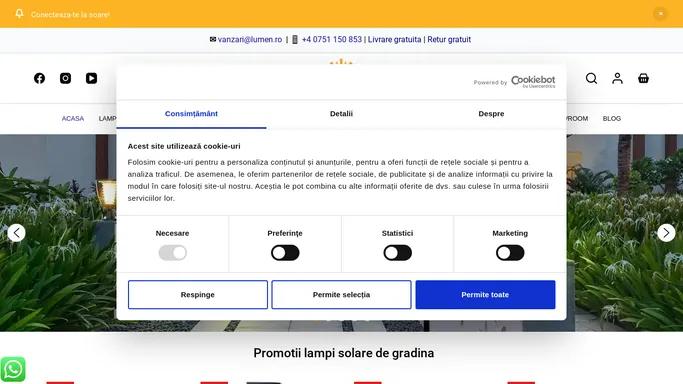 Promotii lampi solare pentru nopti luminoase de la Lumen.ro