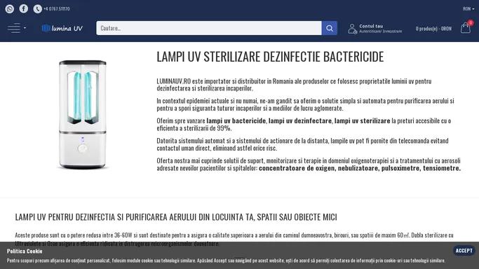 Lampi UV sterilizare dezinfectie bactericide - LuminaUV.ro