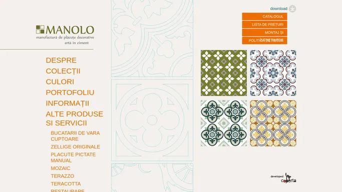 Placute decorative din ciment colorat Manolo Manufaktura - placari decorative pentru pereti si pardoseala, mozaic in ciment