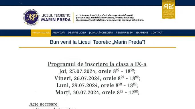 Liceul Teoretic „Marin Preda” | Ministerul Educatiei