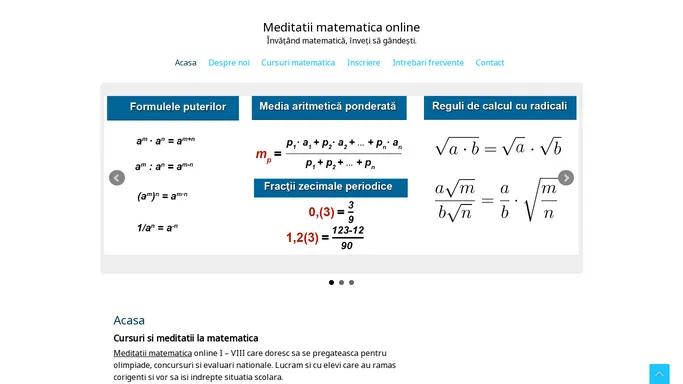 Meditatii matematica online pentru elevii din clasele I - VIII