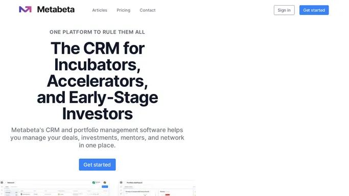 Metabeta: CRM & Portfolio Management Software for Accelerators & Incubators