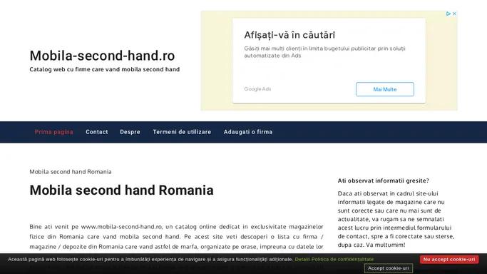 Catalog web cu magazine de mobila second hand din Romania