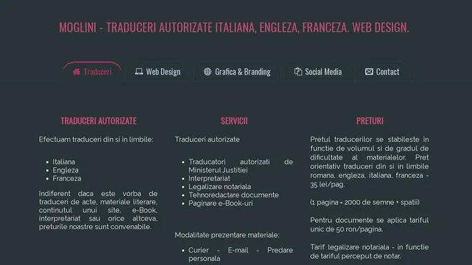 Moglini - NON-STOP *TRADUCERI AUTORIZATE ITALIANA, ENGLEZA, FRANCEZA *WEB DESIGN *ARTA GRAFICA