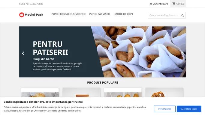 Pungi de hartie kraft pentru patiserie, brutarie, simigerie, panificatie