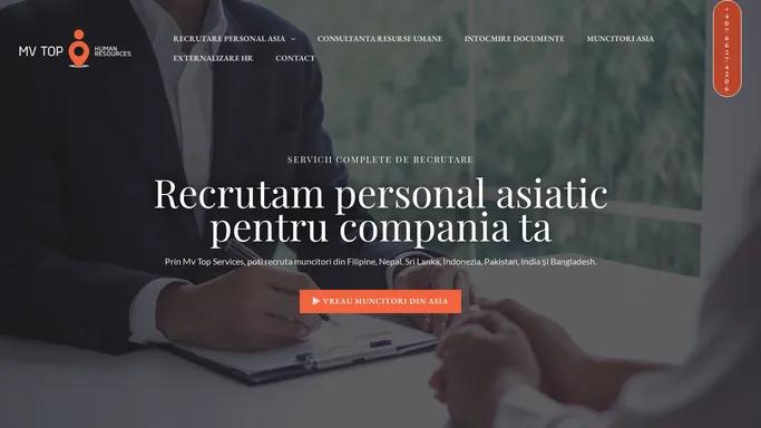 Servicii de Recrutare Personal Asia | MV TOP Services