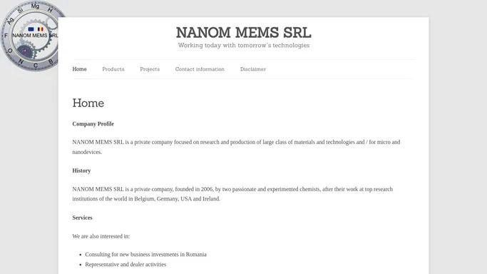 NANOM MEMS SRL | Working today with tomorrow`s technologies