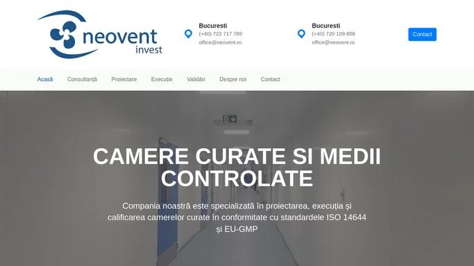 Neovent Invest | Proiectare, executie si calificare-validare camere curate