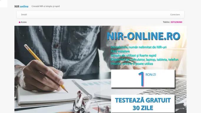 Cel mai simplu program de creat NIR-uri pentru IMM-uri - NIR-ONLINE.RO