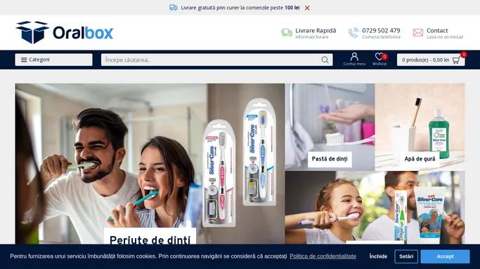 Oralbox - Magazin online igiena orala: periute de dinti, pasta de dinti, ata dentara, apa de gura, accesorii ingrijire dentara