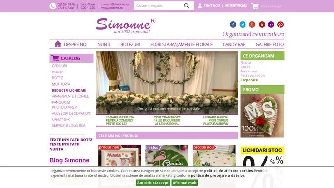 Simonne.ro Organizare Evenimente - Nunta, Botez, Invitatii, Aranjamente florale, Buchete, Lumanari Nunta Botez
