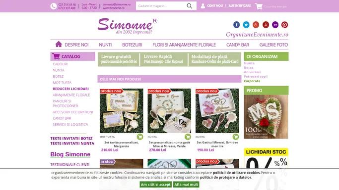 Simonne.ro Organizare Evenimente - Nunta, Botez, Invitatii, Aranjamente florale, Buchete, Lumanari Nunta Botez