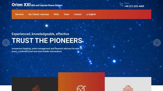 Orion XXI – Your M&A / Corporate Finance Advisors