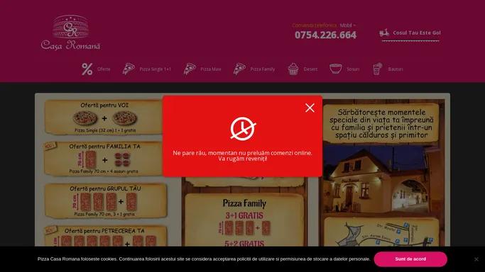 Pizza Sibiu - Casa Romana - Pizza 1+1 Gratis | Pizza Family 3+1