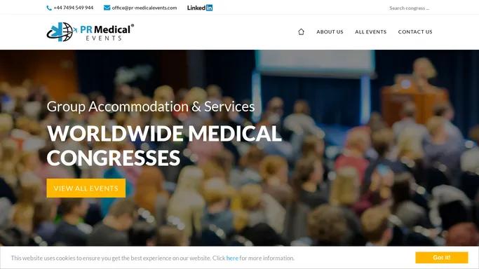 Worldwide medical congresses and conferences - accommodation and group travel services