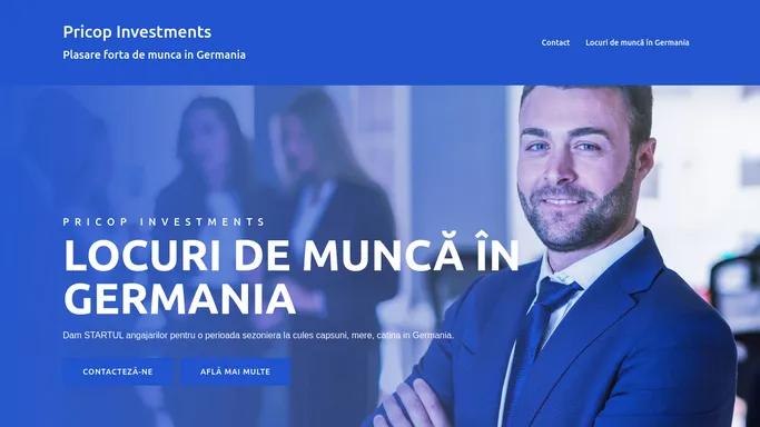 Pricop Investments – Plasare forta de munca in Germania