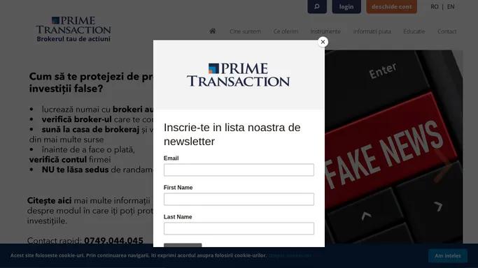 Broker de actiuni romanesti - Prime Transaction